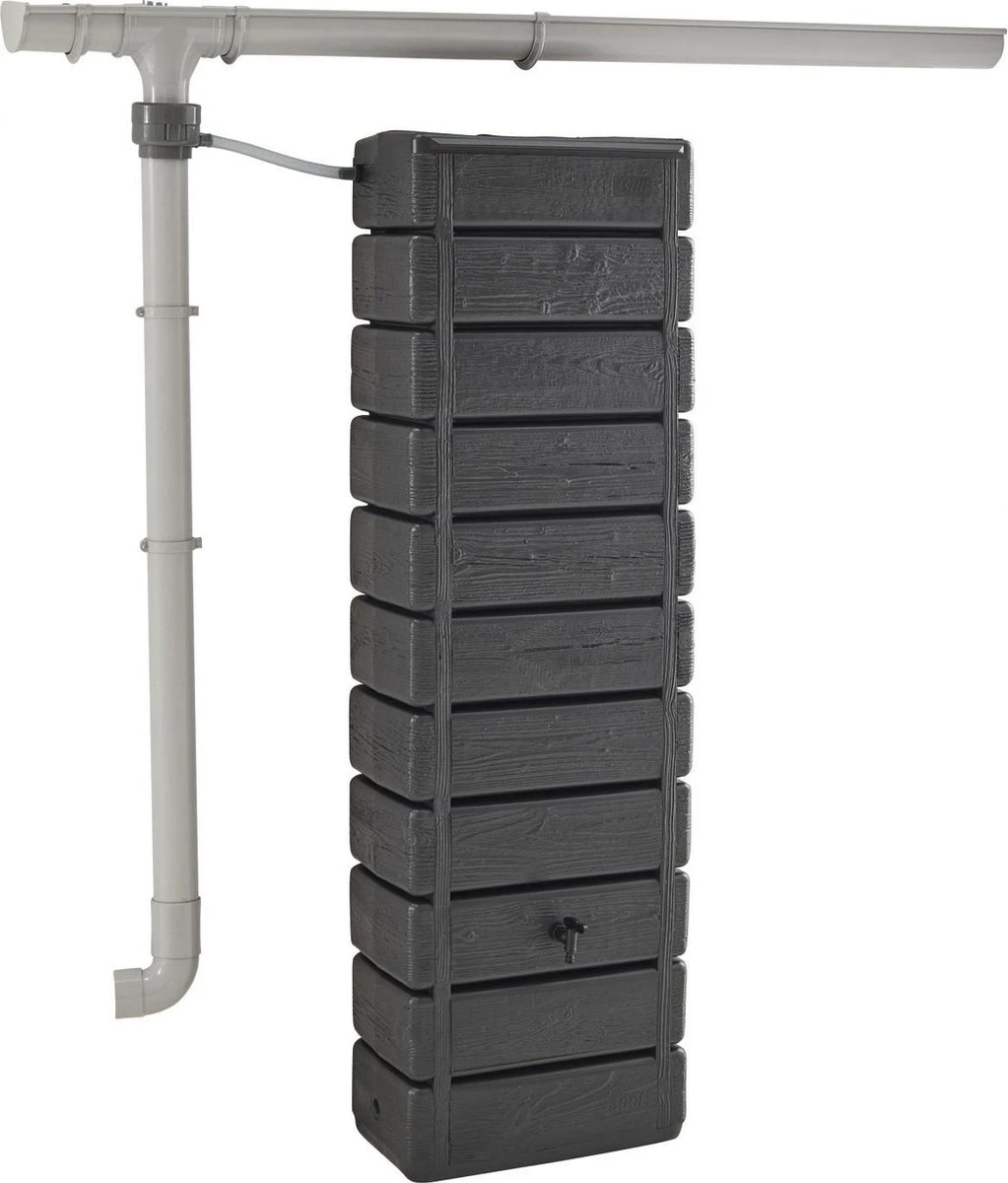 Regenton Muurtank, Grandval 300L, Antraciet Kunststof, Imitatiehout, Met Gootaansluitset Inbegrepen 8 Regenton Muurtank, Grandval 300L, Antraciet Kunststof, Imitatiehout, Met Gootaansluitset Inbegrepen - Image 6