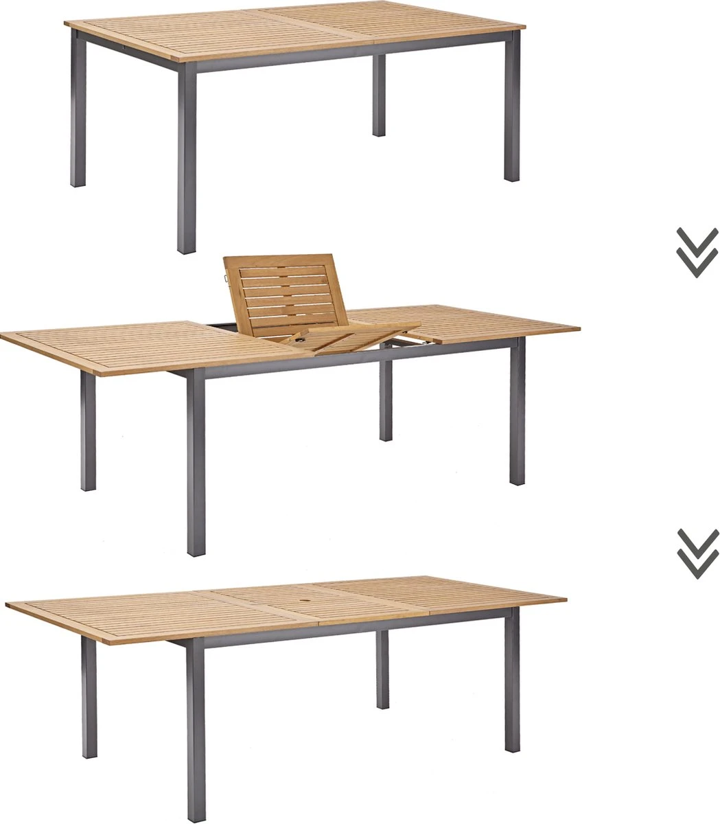 NATERIAL - Uitschuifbare Tuintafel ORIS - Uitschuifbare Tafel Voor 6 Tot 8 Personen - 180-240x100 Cm - Aluminium - Hout Eucalyptus 6 NATERIAL - Uitschuifbare Tuintafel ORIS - Uitschuifbare Tafel Voor 6 Tot 8 Personen - 180-240x100 Cm - Aluminium - Hout Eucalyptus - Image 4