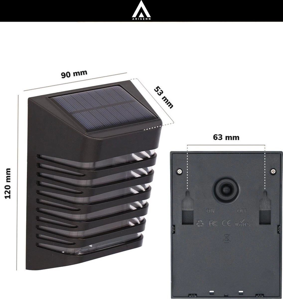 Arisenn® Crystal Solar Buitenlamp - IP65 Waterdicht - Prachtige Solar Technologie Monokristal Zonnepaneel Wandlamp - 3000K Warm Wit (sfeervol) - Tuinverlichting Op Zonne-energie | Schutting Wand Licht 10 Arisenn® Crystal Solar Buitenlamp - IP65 Waterdicht - Prachtige Solar Technologie Monokristal Zonnepaneel Wandlamp - 3000K Warm Wit (sfeervol) - Tuinverlichting Op Zonne-energie | Schutting Wand Licht - Image 8