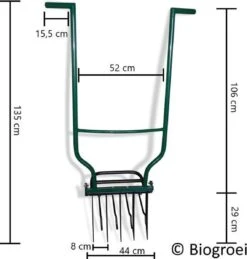 Biogroei® Ergonomische Woelvork - Spitvork - Met Verkruimelaar - Verlucht Je Bodem -Tuinmeubel Verkoop 1143x1200