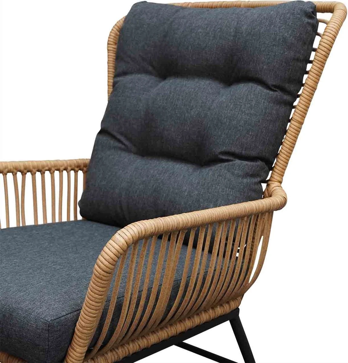 BUITEN Living Dex Wicker Loungestoel Tuin Incl. Wicker Voetenbank | Wicker + Aluminium | Bamboe Antraciet 4 BUITEN Living Dex Wicker Loungestoel Tuin Incl. Wicker Voetenbank | Wicker + Aluminium | Bamboe Antraciet - Image 2