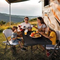 Lenx Klaptafel - Inklapbare Tafel - Opvouwbare Tuintafel - Vouwtafel - Inclusief Handvat En 2 Tafelkleden - 180x75x74cm - 6 Tot 8 Personen -Tuinmeubel Verkoop 1199x1200