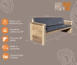 Wood4you - Tuinbank - Ameland - 'Doe Het Zelf' Bouwpakket Steigerhout 152Lx72Hx57D Cm - Incl Kussen 16 Wood4you - Tuinbank - Ameland - 'Doe Het Zelf' Bouwpakket Steigerhout 152Lx72Hx57D Cm - Incl Kussen -Tuinmeubel Verkoop 1200x1005 4