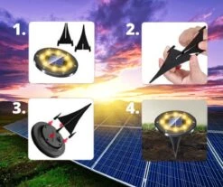 Q-Mate 4 X LED Solar Grondspot Zwart - Solar Tuinverlichting - Buitenlamp - Tuinverlichting Op Zonne-Energie -Tuinmeubel Verkoop 1200x1008