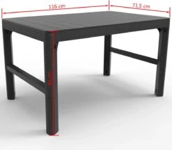 Allibert Lyon Tuintafel - 116x71,5x66/40 Cm - Grafiet -Tuinmeubel Verkoop 1200x1050