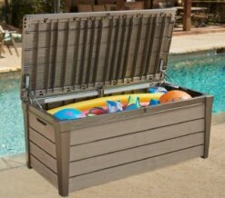 Keter Brushwood Opbergbox - Kussenbox - 455L - 145x69,7x60,3cm - Taupe -Tuinmeubel Verkoop 1200x1057