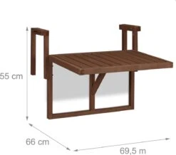 Relaxdays Balkontafel Inklapbaar - Klaptafel Balkon - Tafel Reling - Hangtafel Hout -Tuinmeubel Verkoop 1200x1060