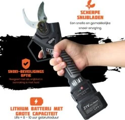 Reichlër® Elektrische Snoeischaar - 40 Mm Snijdiameter - 2x Accu - Anti-cut Functie - Heggenschaar - Takkenschaar - Zwart -Tuinmeubel Verkoop 1200x1145