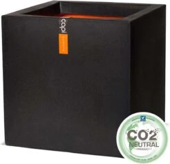 Capi Europe - Bloempot Vierkant Smooth NL - 50x50x50 - Zwart - Voor Binnen En Buiten - KBL904 -Tuinmeubel Verkoop 1200x1159 1