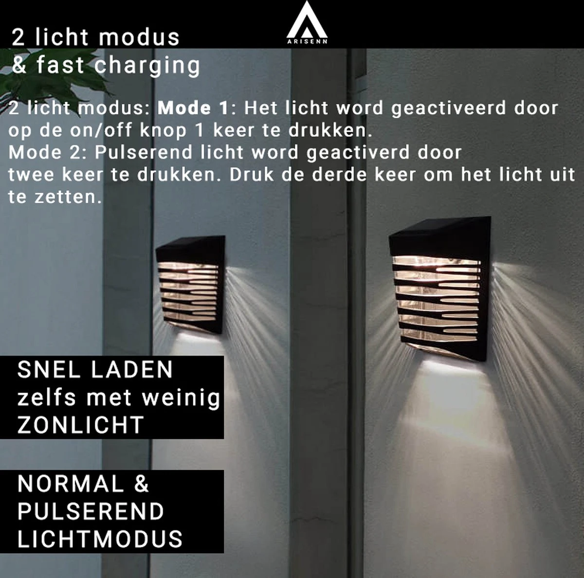 Arisenn® Crystal Solar Buitenlamp - IP65 Waterdicht - Prachtige Solar Technologie Monokristal Zonnepaneel Wandlamp - 3000K Warm Wit (sfeervol) - Tuinverlichting Op Zonne-energie | Schutting Wand Licht 6 Arisenn® Crystal Solar Buitenlamp - IP65 Waterdicht - Prachtige Solar Technologie Monokristal Zonnepaneel Wandlamp - 3000K Warm Wit (sfeervol) - Tuinverlichting Op Zonne-energie | Schutting Wand Licht - Image 4