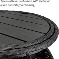 Casaria Polyrattan Zonne-Eiland Ø185cm – Incl. Kussens - Zwart Crème -Tuinmeubel Verkoop 1200x1189 1