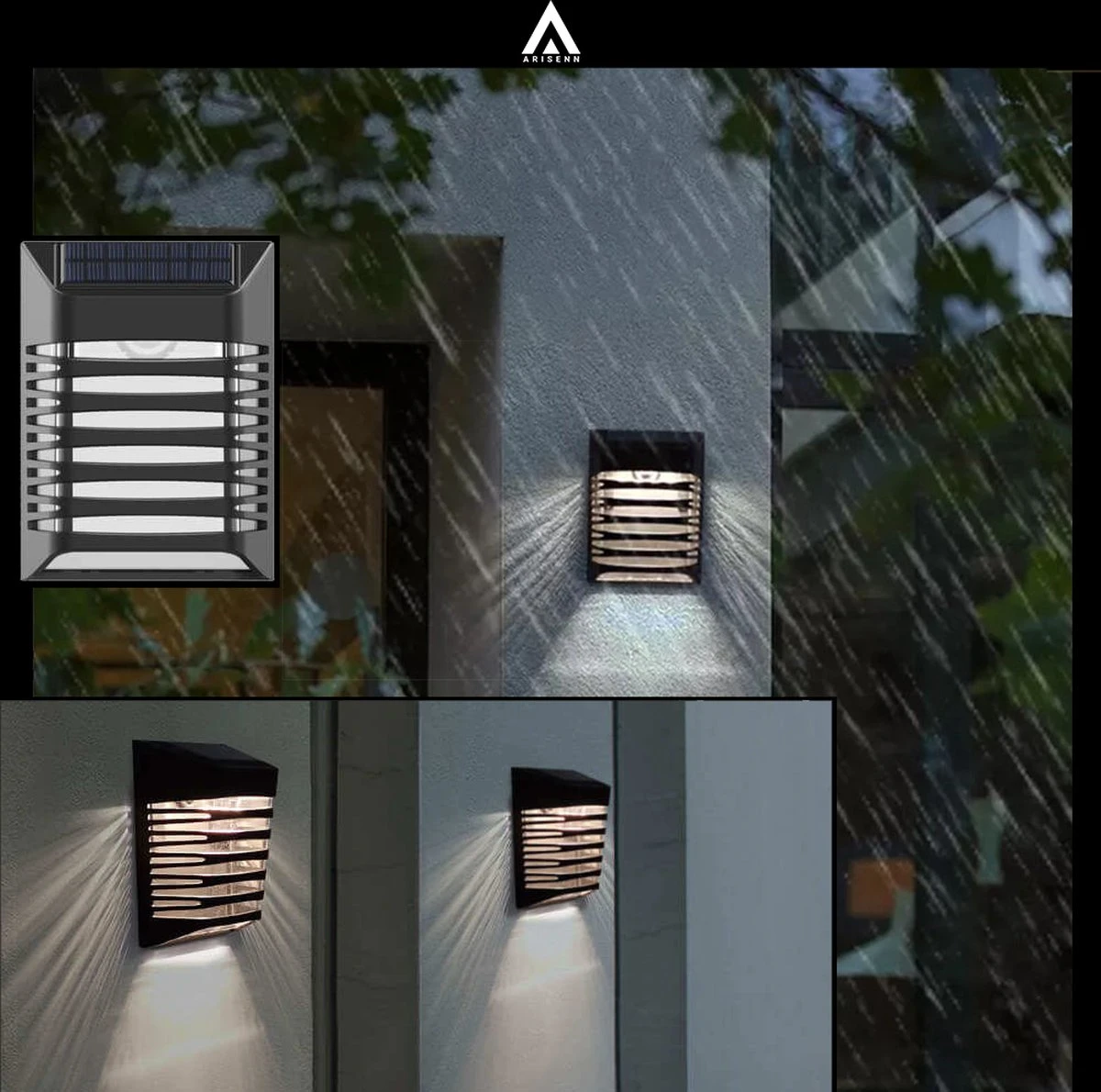 Arisenn® Crystal Solar Buitenlamp - IP65 Waterdicht - Prachtige Solar Technologie Monokristal Zonnepaneel Wandlamp - 3000K Warm Wit (sfeervol) - Tuinverlichting Op Zonne-energie | Schutting Wand Licht 7 Arisenn® Crystal Solar Buitenlamp - IP65 Waterdicht - Prachtige Solar Technologie Monokristal Zonnepaneel Wandlamp - 3000K Warm Wit (sfeervol) - Tuinverlichting Op Zonne-energie | Schutting Wand Licht - Image 5