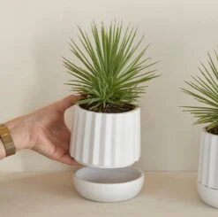 Riviera Maison Plantenbak Rond, Bloempot Met Ribbel - RM Let It Grow Planter - Wit - Porselein - Maat S -Tuinmeubel Verkoop 1200x1191 5