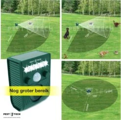 Pest-Tech PT-221 | Ultrasone Kattenverjager Op Zonneenergie | Kattenschrik | Marterverjager | Dierenverjager | Kattenafweermiddel | Ongedierte Verjager - Met USB Oplaadkabel -Tuinmeubel Verkoop 1200x1193