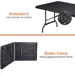 Lenx Klaptafel - Inklapbare Tafel - Opvouwbare Tuintafel - Vouwtafel - Inclusief Handvat En 2 Tafelkleden - 180x75x74cm - 6 Tot 8 Personen -Tuinmeubel Verkoop 1200x1200 102