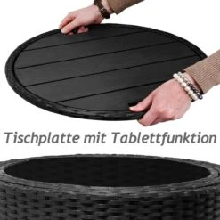 Casaria Polyrattan Zonne-Eiland Ø185cm – Incl. Kussens - Zwart Crème -Tuinmeubel Verkoop 1200x1200 11