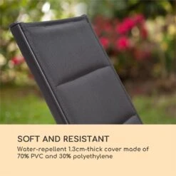 Blumfeldt Renazzo Lounge Ligstoel - Ligbed Voor De Tuin - Aluminium Tuinstoel - 6 Standen - Waterafstotend - Bekleding Van 70 % Pvc En 30 % Polyetheen - Zwart -Tuinmeubel Verkoop 1200x1200 110