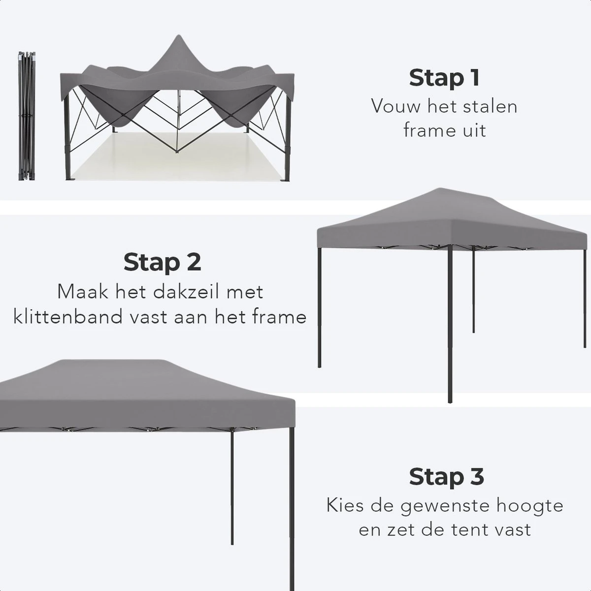 LifeGoods Partytent - 3x4.5 M - Zijwanden - Easy Up - Opvouwbaar - Waterdicht - Draagtas Met Wieltjes - Donkergrijs 8 LifeGoods Partytent - 3x4.5 M - Zijwanden - Easy Up - Opvouwbaar - Waterdicht - Draagtas Met Wieltjes - Donkergrijs - Image 6