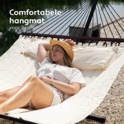 Vita5 Hangmat Met Standaard En Spreidstok – 2 Persoons – Incl. Bekerhouder - Afneembaar Kussen – Uv-bestendig – Beige 17 Vita5 Hangmat Met Standaard En Spreidstok – 2 Persoons – Incl. Bekerhouder - Afneembaar Kussen – Uv-bestendig – Beige -Tuinmeubel Verkoop 1200x1200 173