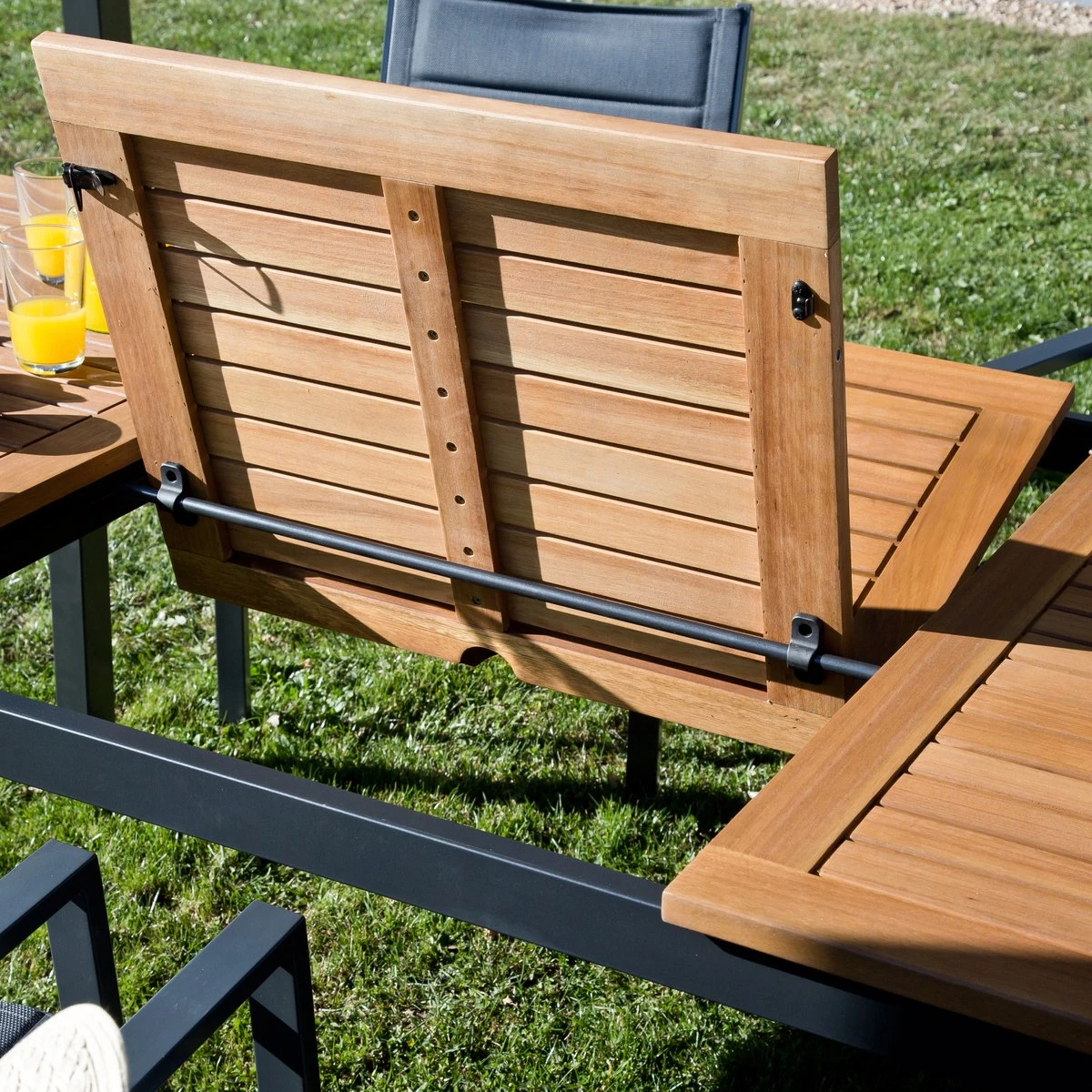 NATERIAL - Uitschuifbare Tuintafel ORIS - Uitschuifbare Tafel Voor 6 Tot 8 Personen - 180-240x100 Cm - Aluminium - Hout Eucalyptus 9 NATERIAL - Uitschuifbare Tuintafel ORIS - Uitschuifbare Tafel Voor 6 Tot 8 Personen - 180-240x100 Cm - Aluminium - Hout Eucalyptus - Image 7