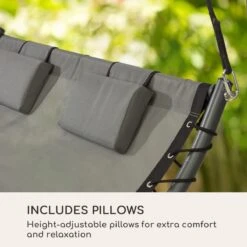 Blumfeldt Palermo Schommelbank - Hollywoodschommel 130 X 207 Cm - Ligbed Met Dak - Schommelstoel Voor 2 Personen - Tuinbank Inclusief Nekkussens - Stalen Frame En Polyester Dak - Grijs -Tuinmeubel Verkoop 1200x1200 189