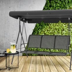 LifeGoods Schommelbank - 3-zits - Tot 250KG - Kantelbaar Dak - UV-bestendig Zonnescherm - 172x104x162cm - Grijs -Tuinmeubel Verkoop 1200x1200 205
