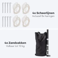 LifeGoods Partytent - 3x3 M - Zijwanden - Easy Up - Opvouwbaar - Waterdicht - Draagtas Met Wieltjes - Donkergrijs -Tuinmeubel Verkoop 1200x1200 22