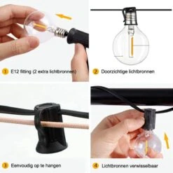 A Sunny Day Solar Lichtsnoer Buiten Inclusief 25 LED Lampen Voor Buiten - Lichtsnoer Op Zonne-energie - 25 LED Lampen - Solar Tuinverlichting - Lichtslinger - Prikkabel - Priklicht - Lichtsnoer -Tuinmeubel Verkoop 1200x1200 258