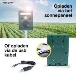 Pest-Tech PT-221 | Ultrasone Kattenverjager Op Zonneenergie | Kattenschrik | Marterverjager | Dierenverjager | Kattenafweermiddel | Ongedierte Verjager - Met USB Oplaadkabel -Tuinmeubel Verkoop 1200x1200 290
