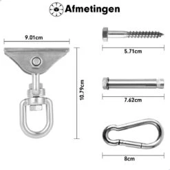 Luxe Ophangsysteem - 180° Schommelen, 360° Roteerbaar - Plafondhaak - Ophanghaak - Hangstoel Buiten - Hangstoel Binnen – Schommelstoel - Schommel - Bokszakken - RVS - Nederlandse Handleiding - -Tuinmeubel Verkoop 1200x1200 30