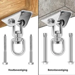 Luxe Ophangsysteem - 180° Schommelen, 360° Roteerbaar - Plafondhaak - Ophanghaak - Hangstoel Buiten - Hangstoel Binnen – Schommelstoel - Schommel - Bokszakken - RVS - Nederlandse Handleiding - -Tuinmeubel Verkoop 1200x1200 31