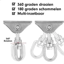 Luxe Ophangsysteem - 180° Schommelen, 360° Roteerbaar - Plafondhaak - Ophanghaak - Hangstoel Buiten - Hangstoel Binnen – Schommelstoel - Schommel - Bokszakken - RVS - Nederlandse Handleiding - -Tuinmeubel Verkoop 1200x1200 32
