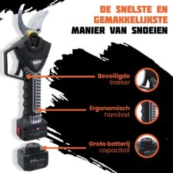 Reichlër® Elektrische Snoeischaar - 40 Mm Snijdiameter - 2x Accu - Anti-cut Functie - Heggenschaar - Takkenschaar - Zwart -Tuinmeubel Verkoop 1200x1200 331