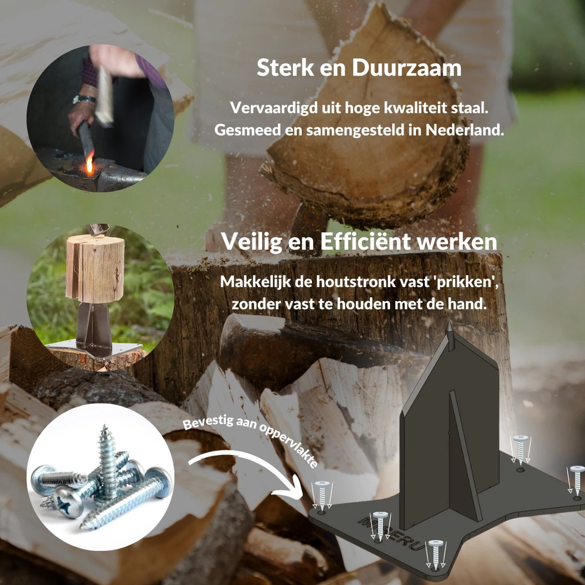 Miseru Houtklover – Geen Bijl Nodig – No Axe - Houtsplijter – Houtkliever – HANDMADE In Holland - Houtklover Voor Aanmaakhout – Metaal 6 Miseru Houtklover – Geen Bijl Nodig – No Axe - Houtsplijter – Houtkliever – HANDMADE In Holland - Houtklover Voor Aanmaakhout – Metaal - Image 4