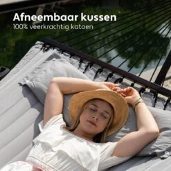 Vita5 Hangmat Met Standaard En Spreidstok – 2 Persoons – Incl. Bekerhouder - Afneembaar Kussen – Uv-bestendig – Lichtgrijs -Tuinmeubel Verkoop 1200x1200 46
