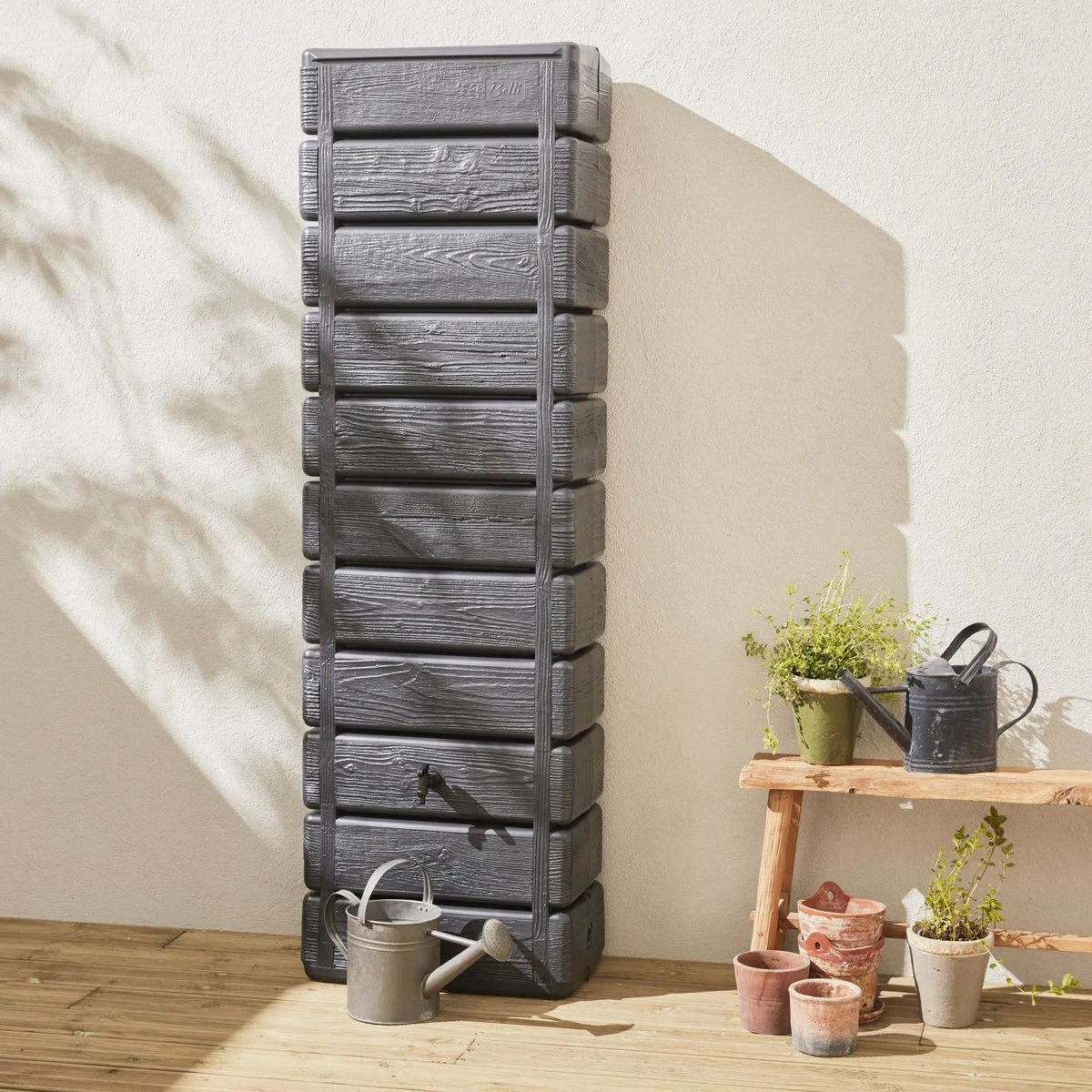 Regenton Muurtank, Grandval 300L, Antraciet Kunststof, Imitatiehout, Met Gootaansluitset Inbegrepen 7 Regenton Muurtank, Grandval 300L, Antraciet Kunststof, Imitatiehout, Met Gootaansluitset Inbegrepen - Image 5
