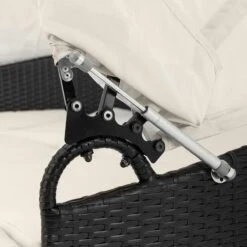 Casaria Polyrattan Zonne-Eiland Ø185cm – Incl. Kussens - Zwart Crème -Tuinmeubel Verkoop 1200x1200 6