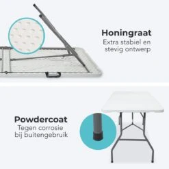 LifeGoods Klaptafel - Inklapbaar - 70x180cm - Verstelbare Vouwtafel - Weerbestendig - Wit -Tuinmeubel Verkoop 1200x1200 62