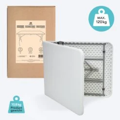 LifeGoods Klaptafel - Inklapbaar - 70x180cm - Verstelbare Vouwtafel - Weerbestendig - Wit -Tuinmeubel Verkoop 1200x1200 63