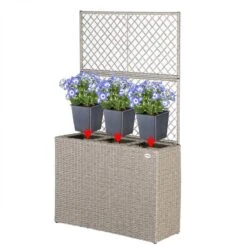 Casaria Polyrattan Bloembak – 3 Bakken Klimophek - Crème -Tuinmeubel Verkoop 1200x1200 636