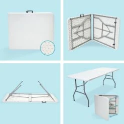 LifeGoods Klaptafel - Inklapbaar - 70x180cm - Verstelbare Vouwtafel - Weerbestendig - Wit -Tuinmeubel Verkoop 1200x1200 64