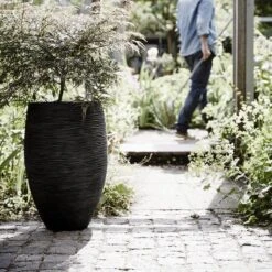 Capi Europe - Vaas Elegant Deluxe Rib NL - 56x84 - Zwart - Voor Binnen En Buiten - KBLR1132 -Tuinmeubel Verkoop 1200x1200 660