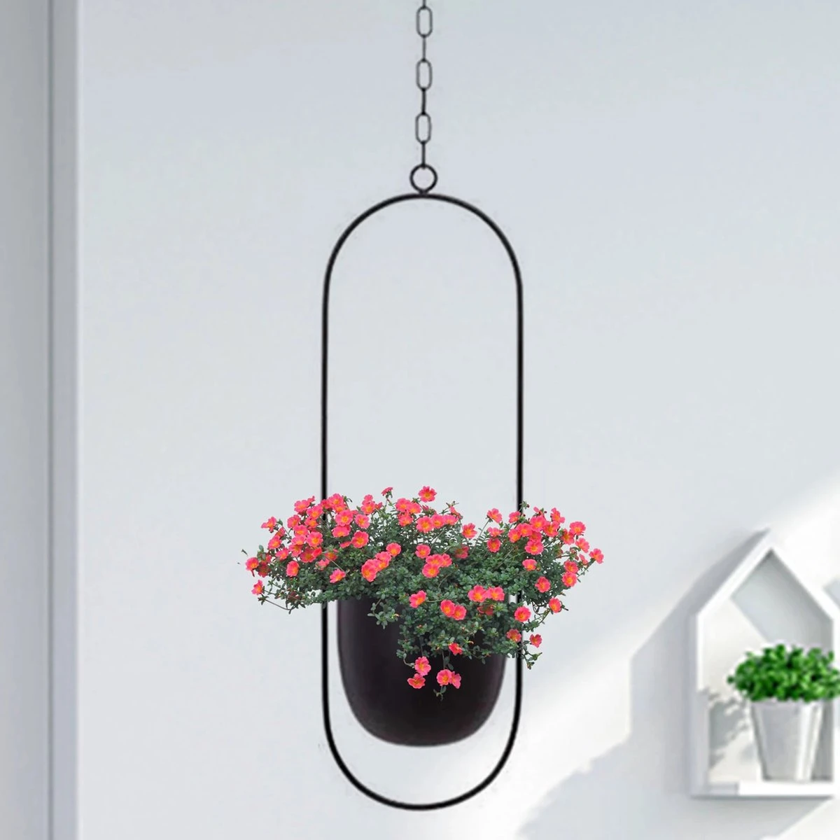 Be-Inspired® Hangende Bloempot Ovaal - Bloempot Binnen - Voor Hangplant – Plant Bloem Pot Met Opknoping – Plantenhanger - Plantenbak - Industrieel – Scandinavisch - Metaal - Zwart 4 Be-Inspired® Hangende Bloempot Ovaal - Bloempot Binnen - Voor Hangplant – Plant Bloem Pot Met Opknoping – Plantenhanger - Plantenbak - Industrieel – Scandinavisch - Metaal - Zwart - Image 2