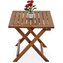 Merkloos EezyLife Houten Bijzettafel - 46x46x46cm - Acacia Hout - Tuintafel -Tuinmeubel Verkoop 1200x1200 76