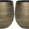 Set Van 2x Stuks Plantenpotten/bloempotten In Een Strakke Modern Design Look Metal Goud Dia 22 Cm En Hoogte 20 Cm -Tuinmeubel Verkoop 1200x582