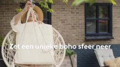 Vita5 Macramé Hangstoel - Voor Binnen En Buiten - Zonder Standaard - Incl. Kussen, Boekenvak En Beschermhoes - Tot 150kg - Beige -Tuinmeubel Verkoop 1200x675 9