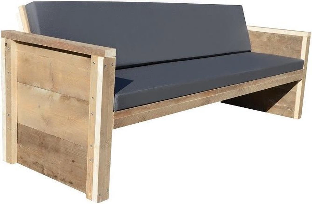 Wood4you - Tuinbank - Ameland - 'Doe Het Zelf' Bouwpakket Steigerhout 152Lx72Hx57D Cm - Incl Kussen 4 Wood4you - Tuinbank - Ameland - 'Doe Het Zelf' Bouwpakket Steigerhout 152Lx72Hx57D Cm - Incl Kussen - Image 2