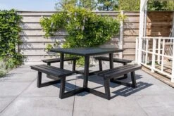 MaximaVida Vierkante Aluminium Picknicktafel Dex 215 Cm Zwart - Lage Instap -Tuinmeubel Verkoop 1200x800 46