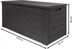 Merkloos Woody Tuin Opbergbox - 324 Liter 45x120x60 Cm - Tuinkussenbox - Antraciet/bruin -Tuinmeubel Verkoop 1200x823