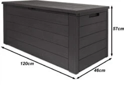 Merkloos Woody Tuin Opbergbox - 324 Liter 45x120x60 Cm - Tuinkussenbox - Antraciet/bruin -Tuinmeubel Verkoop 1200x826 2